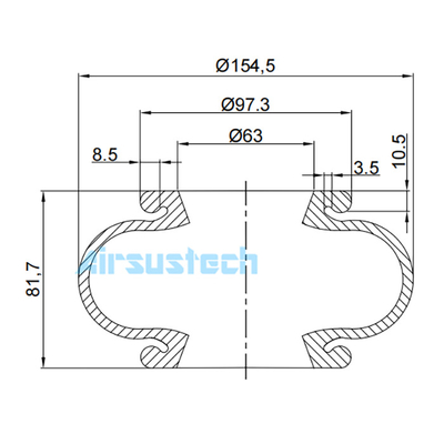 Sac compliqué simple Contitech FS 70-7 VP Rubber Bellows Style Firestone W013580131 de ressort pneumatique