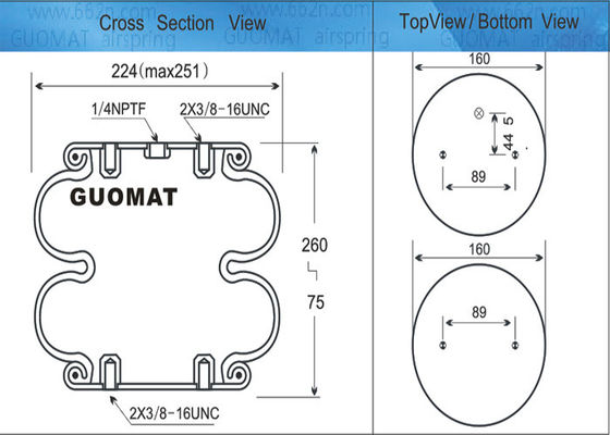 double ressort pneumatique compliqué du ressort pneumatique de 160mm W01-358-6910 Contitech FD200-19