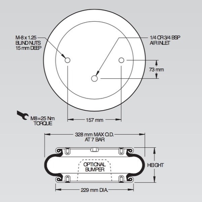 ressorts pneumatiques industriels du diamètre W01-M58-6372 de 328mm pour le dispositif de alignement d'individu